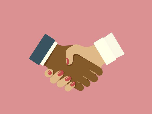 Illustration of a handshake (two hands shaking)